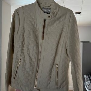 Faux off white lined leather jacket